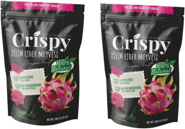 Dondurularak Kurutulmuş Ejder Meyvesi Dilimleri 20 gram 2'li Paket